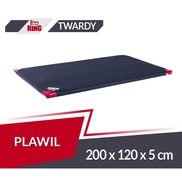 Saltea gimnastica Ring, PVC, 200x120x5 cm, Negru