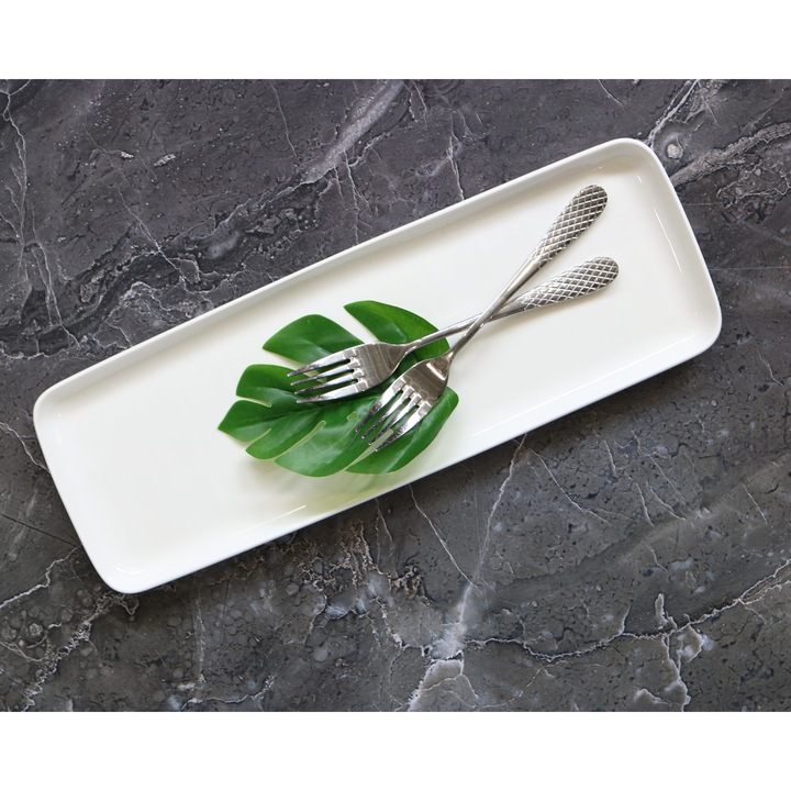 Wilmax England Téglalap alakú tálaló tányér, porcelán, 39x13 cm, fehér