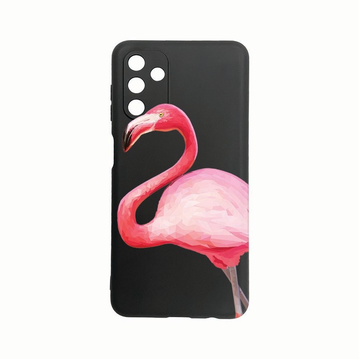 Husa Silicon, Compatibila Cu Samsung Galaxy A13 5G, Flamingo, Rezistenta la uzura, Protectie Camera, Negru c-B 55
