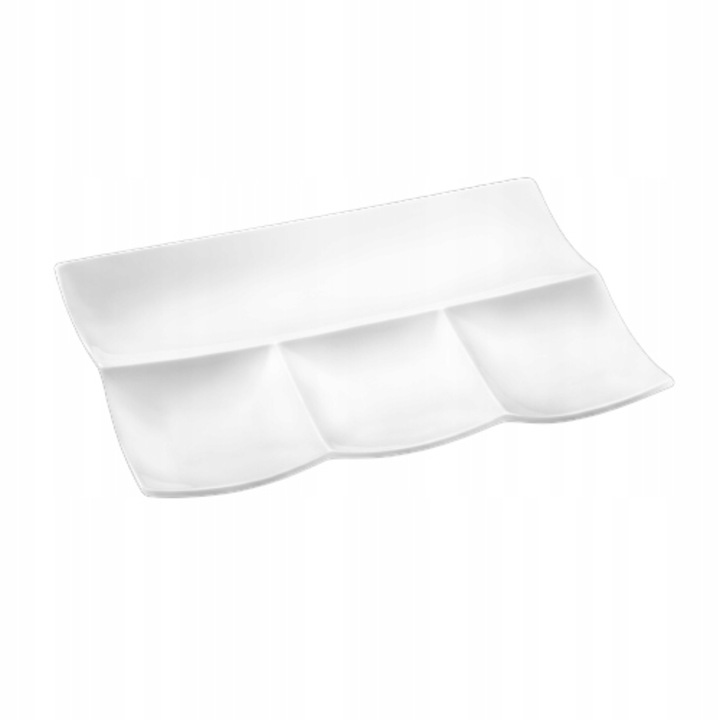 Rekeszes téglalap alakú tányér, Wilmax England, Porcelán, 30x20 cm, Fehér