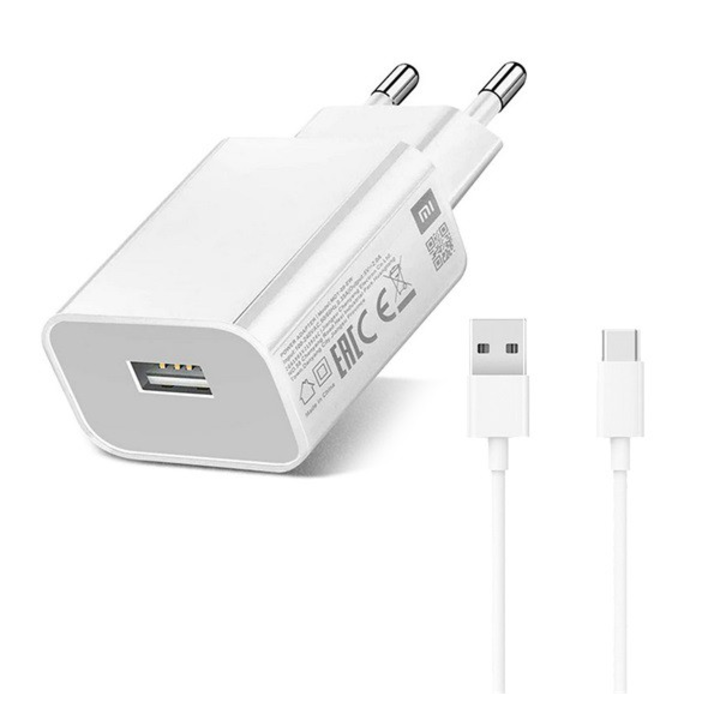 XIAOMI hálózati töltő USB aljzat (5V / 2000 mA, 10W, gyorstöltés támogatás + Type-C kábel) FEHÉR (MDY-09-EW) (MDY-09-EW)