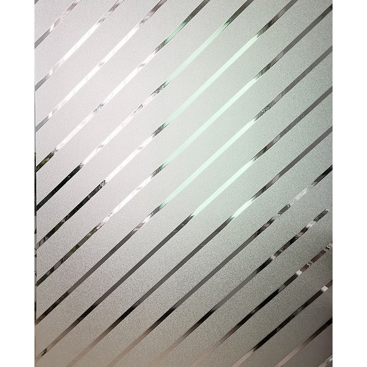 Folie pentru Geam, Fereastra si Cabina de Dus, Autoadeziva cu Protectie Solara si Intimitate Ridicata, Model Dungi Diagonale, 60 x 200 cm, Original Deals