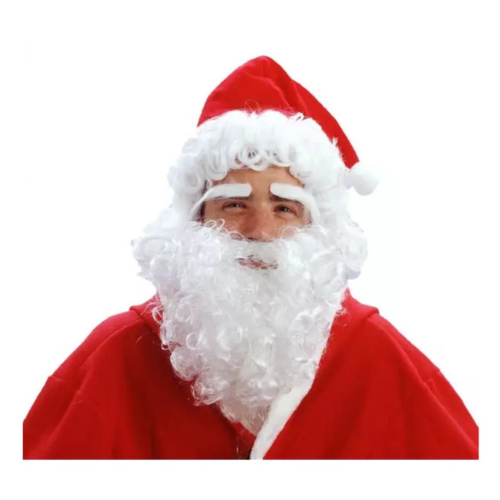 Set peruca, barba, sprancene si caciula Mos Craciun