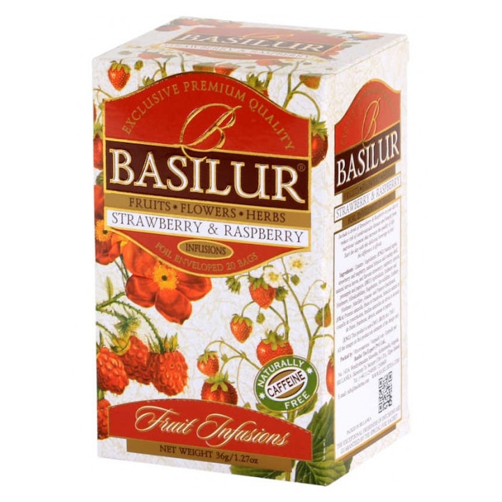 Ceai Basilur Strawberry & Raspberry, 45 g