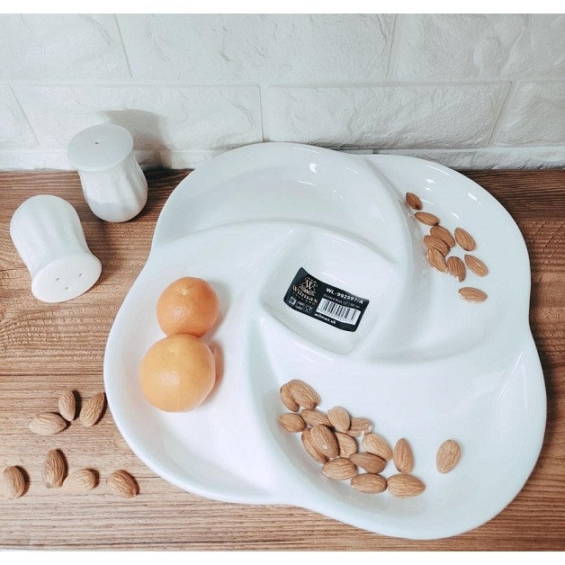 Чиния за сервиране с отделения Wilmax England, Порцелан, 30 см, Бял ...