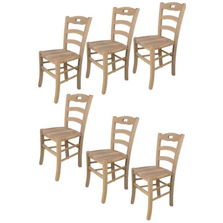 Set 6 scaune Savoie, t m c s, Fag netratat, 100% Natural, Sezut din lemn