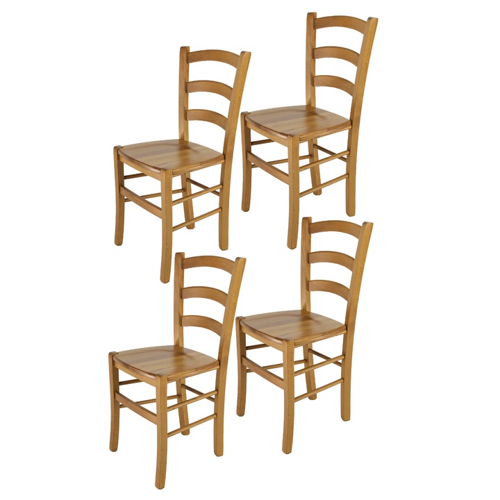 Set 4 scaune Venice, t m c s, Fag, Sezut din lemn, Stejar