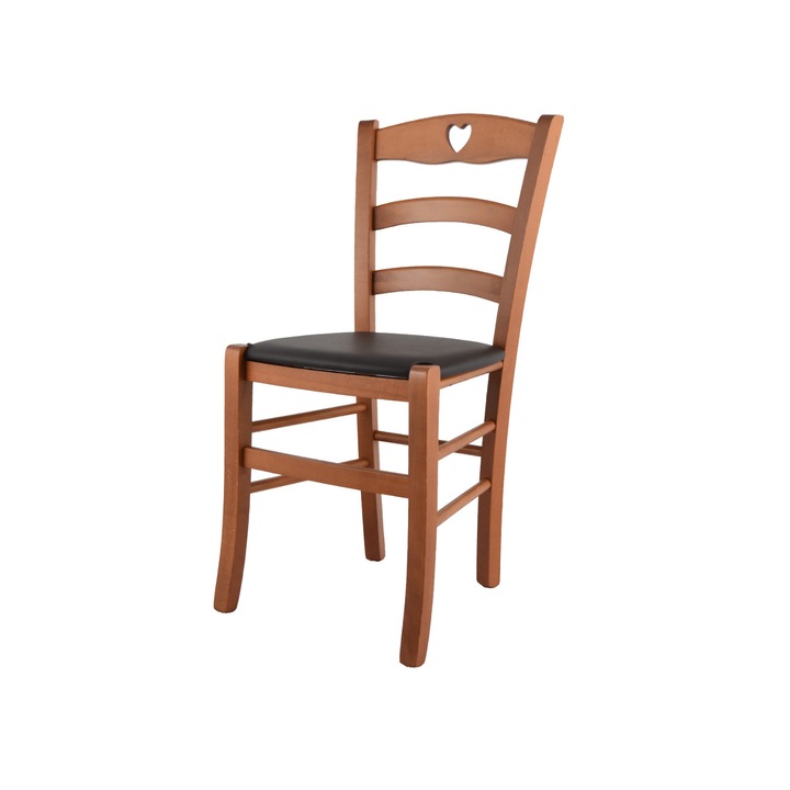 Scaun Cuore, t m c s, Fag, Sezut tapitat cu piele ecologica, Cireasa/Mocha