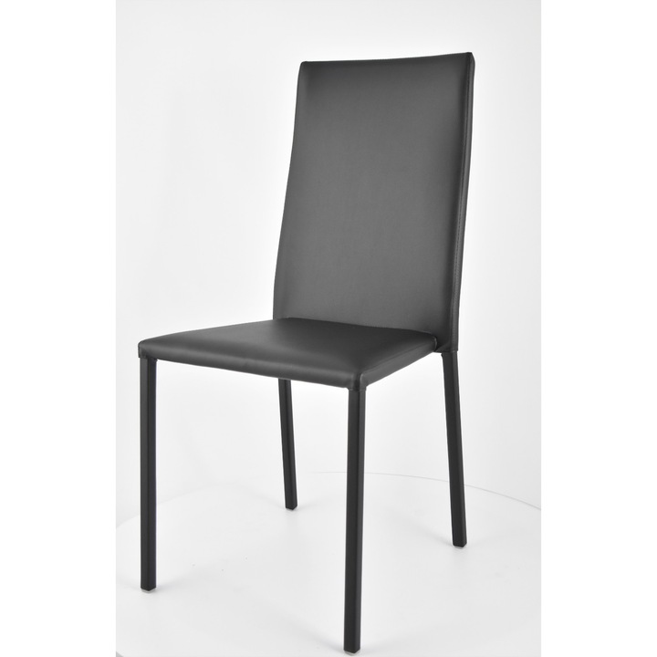 Scaun Julia stivuibil, Otel, t m c s, Tapitate cu piele ecologica, Negru