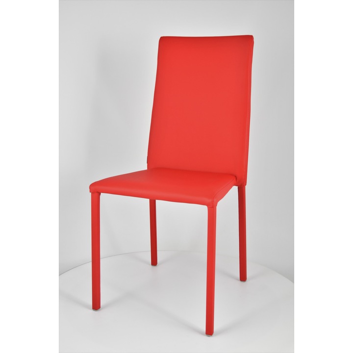 Scaun Julia stivuibil, Otel, t m c s, Tapitate cu piele ecologica, Rosu