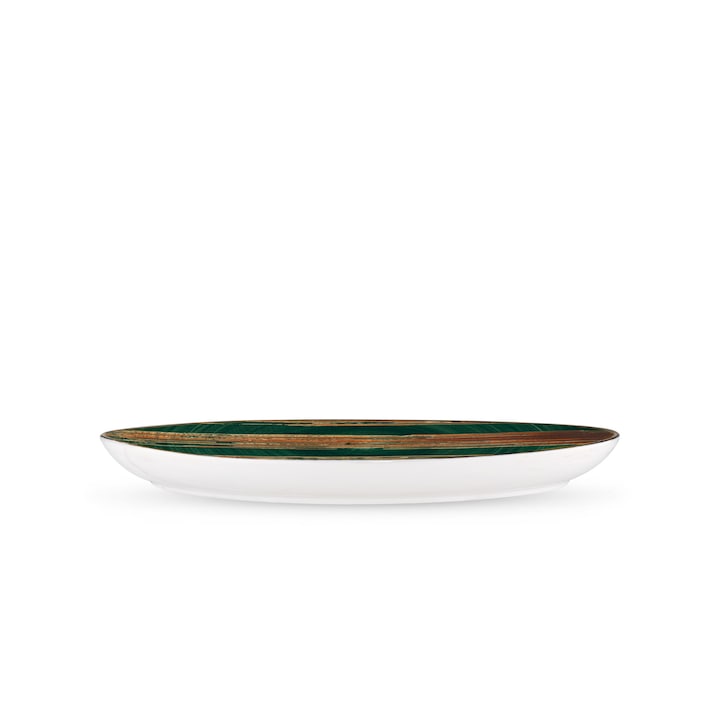 Асиметрична чиния за сервиране, Wilmax England, порцелан, 33x24,5 см, зелена