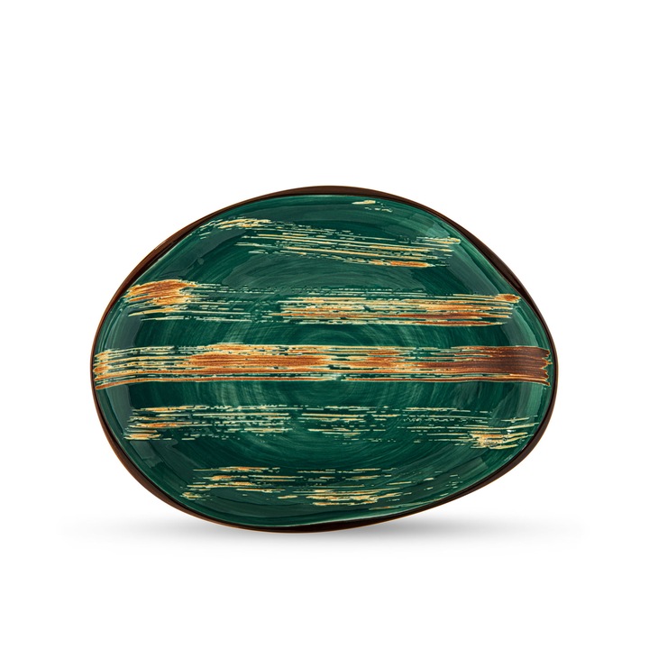 Platou de servire asimetric, Wilmax England, Portelan, 33x24.5 cm, Verde