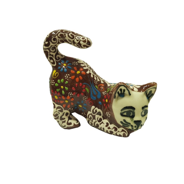 Статуетка Ahelos, Котка, Керамична, Ръчно рисуван, 14х14 см
