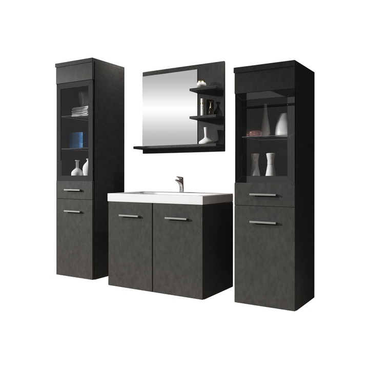 Mobilier de baie Apogon I, MIRJAN 24, cu Chiuveta, antracit / matera