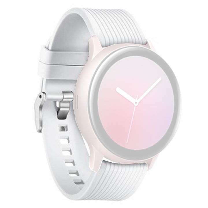 Силиконова каишка WatchBand™ Lines, Съвместима със смарт часовник Samsung Galaxy Watch 42 мм, Huawei Watch GT/GT 2 42 мм и други часовници с ширина на каишката 20 мм, бял