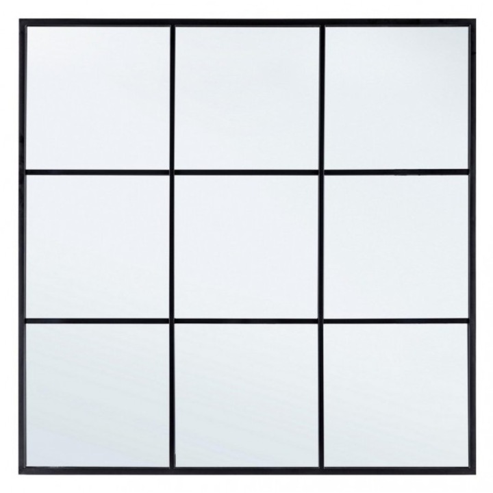 Fali tükör, fekete keret, Nucleos, 90x3x90 cm