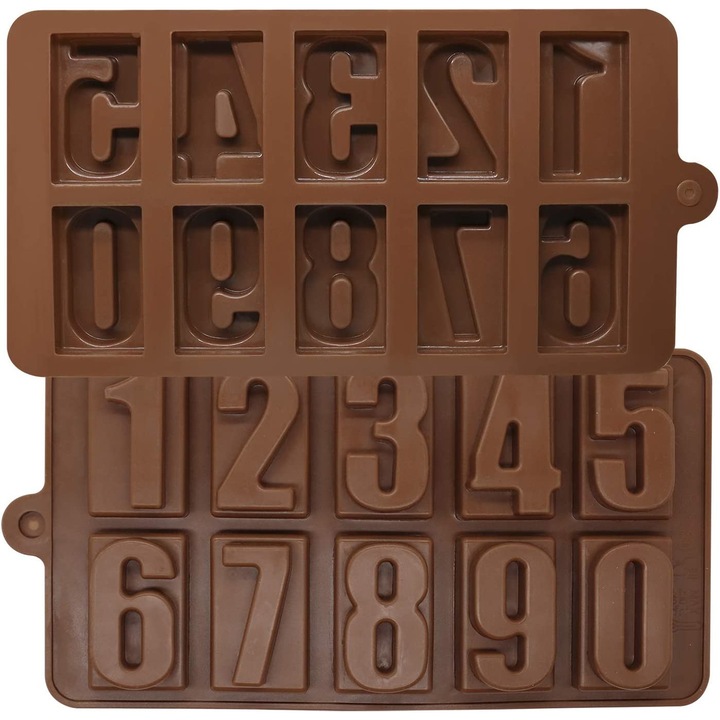 Forma din Silicon pentru Ciocolata de Casa, Bomboane, Jeleuri sau Cuburi de Gheata, Cifre, 21 x 11 x 1 cm