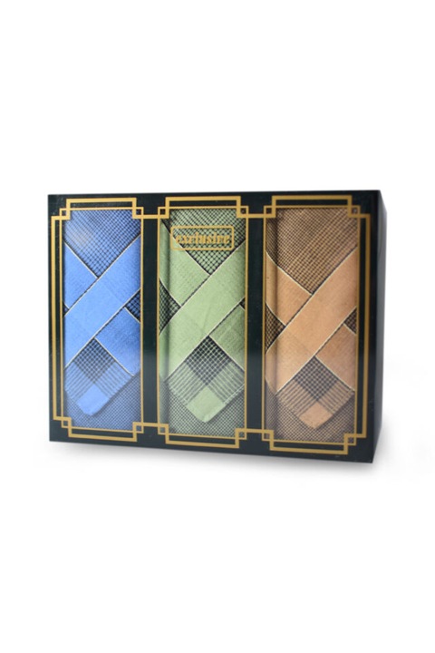 M16-14 Férfi textilzsebkendő 3db díszdobozban LUX