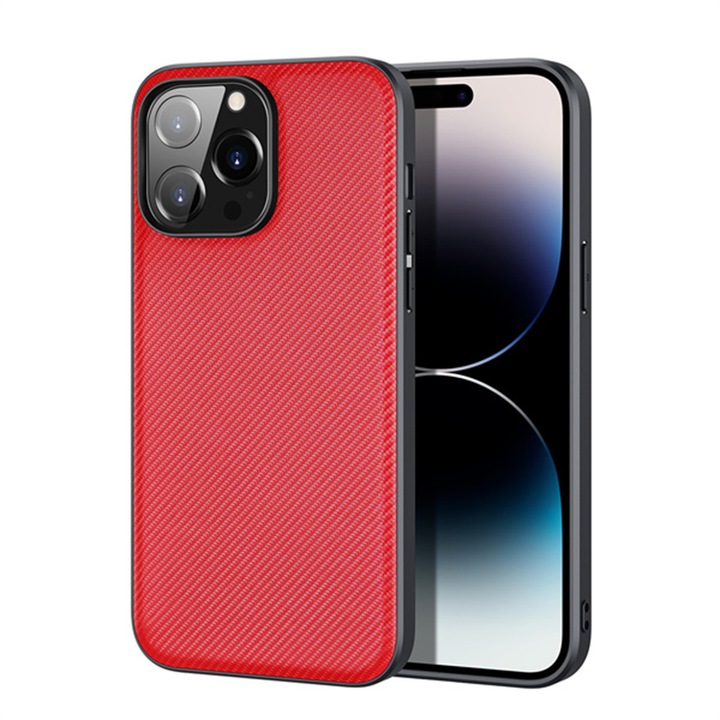 TPU силиконов калъф за Apple Iphone 14 Pro Max, Slim Fit, технология за ултра защита, удароустойчив, тъкана текстура, първокласно качество, червен