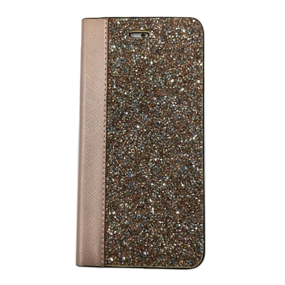 Husa flip cu cristale Bling World pentru iPhone 6 Plus, auriu/roz