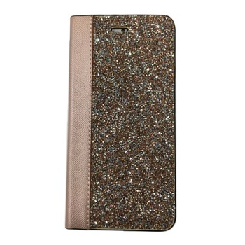 Husa flip cu cristale Bling World pentru iPhone 6 Plus, auriu/roz Husa flip cu cristale Bling World pentru iPhone 6 Plus, auriu/roz