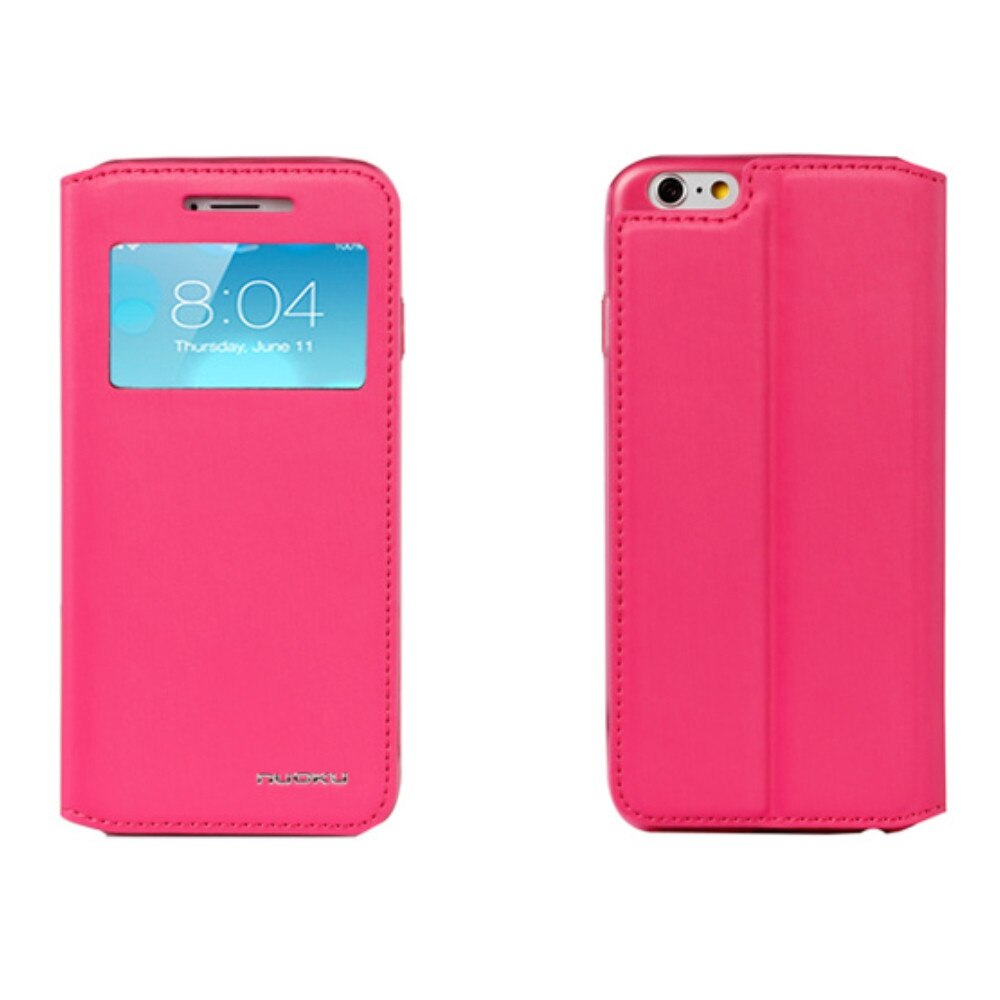 Husa flip din piele Nuoku Defence pentru iPhone 6 Plus, roz