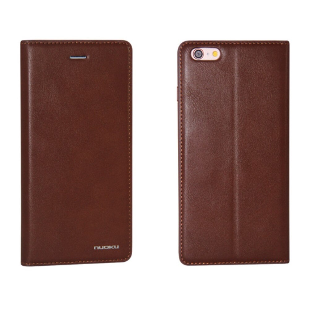Husa flip wallet din piele Nuoku Luxe pentru iPhone 6 Plus, maro
