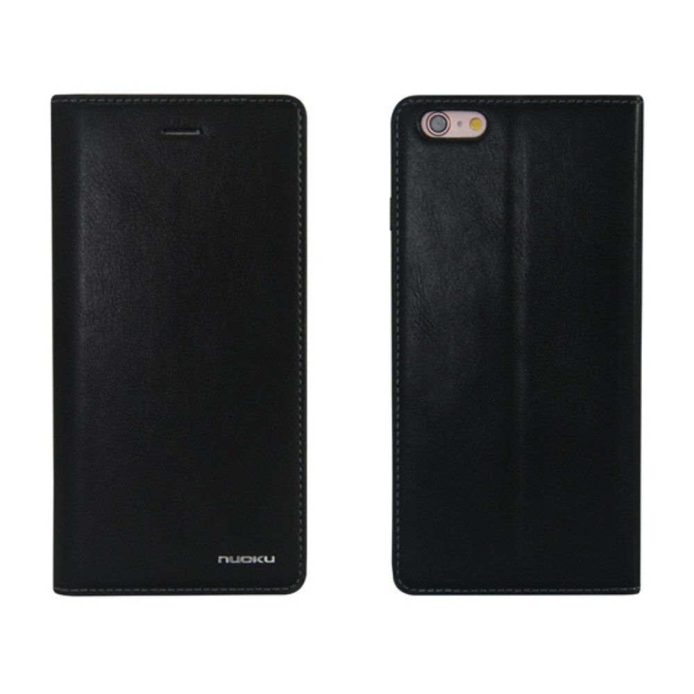 Husa flip wallet din piele Nuoku Luxe pentru iPhone 6 Plus, negru