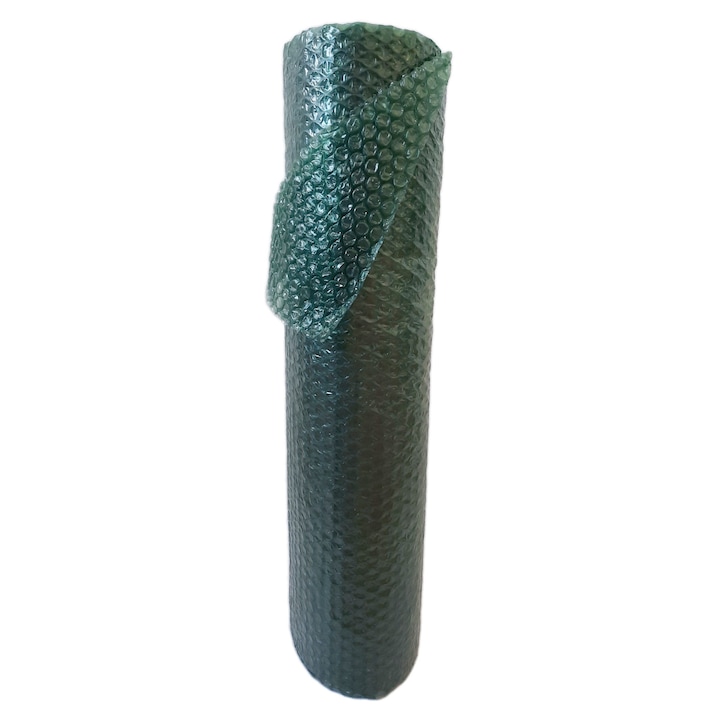 Folie cu bule mici, verde, transparenta, grosime 3.2 mm, 40 gr/mp, 50 cm x 10 m