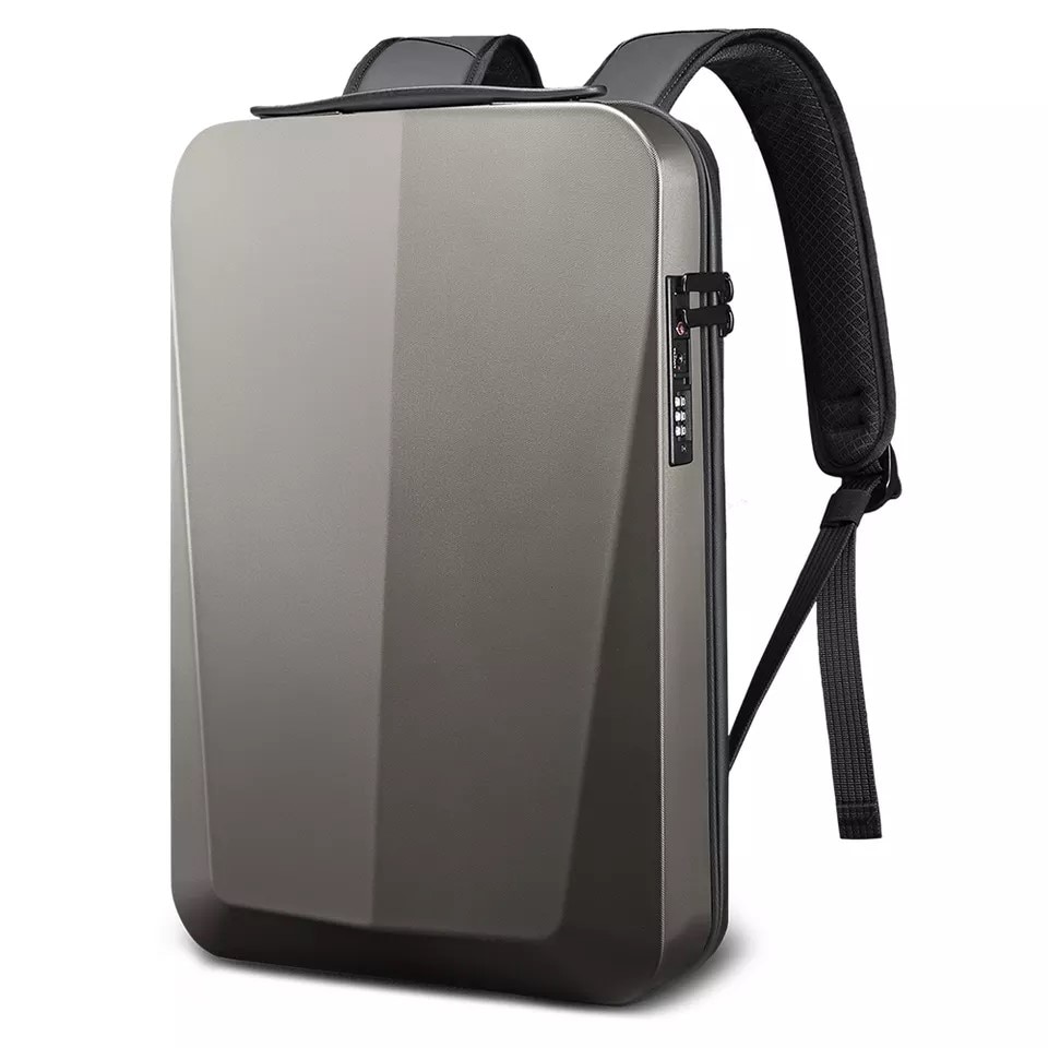 Rucsac laptop 15.6" business cu carcasa rigida din material impermeabil EVA, sistem antifurt, port de incarcare USB, BANGE, 30x8x45 cm, Auriu