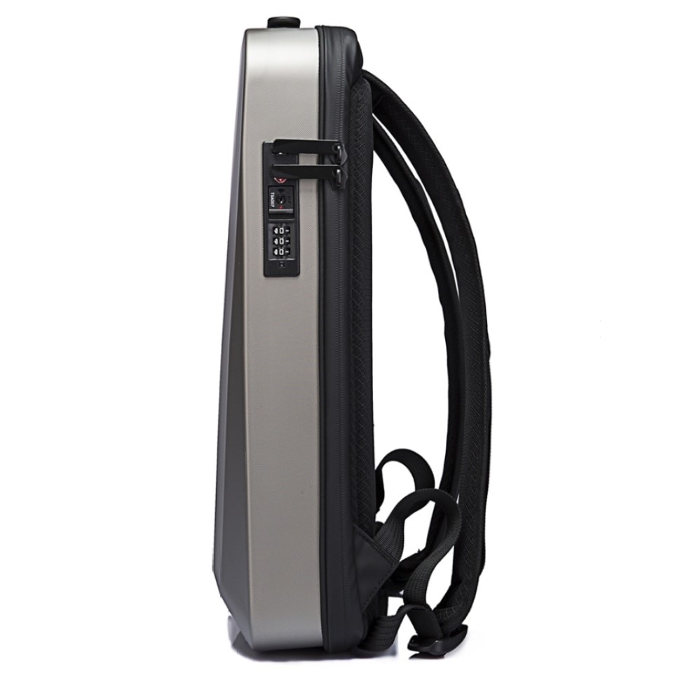 Rucsac laptop 15.6" business cu carcasa rigida din material impermeabil EVA, sistem antifurt, port de incarcare USB, BANGE, 30x8x45 cm, Auriu