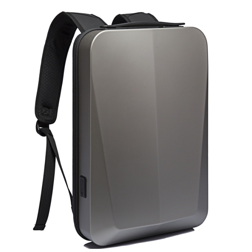 Rucsac laptop 15.6" business cu carcasa rigida din material impermeabil EVA, sistem antifurt, port de incarcare USB, BANGE, 30x8x45 cm, Auriu