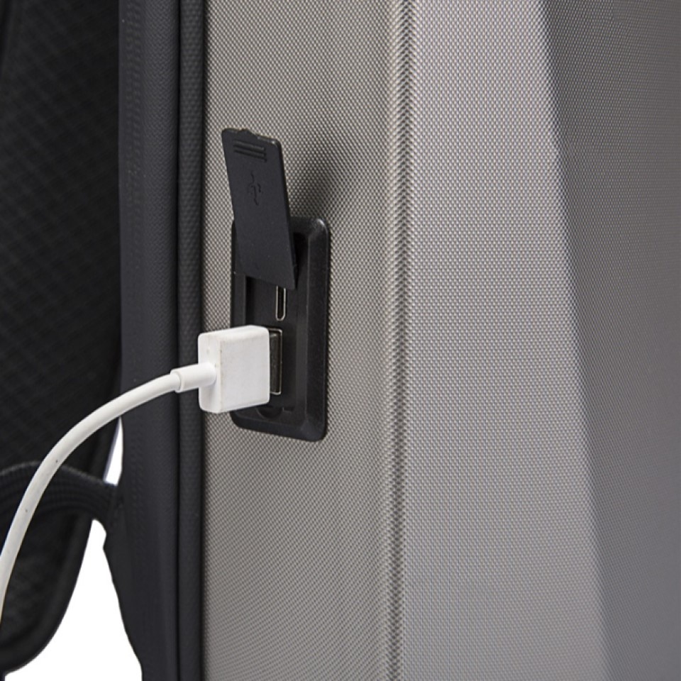 Rucsac laptop 15.6" business cu carcasa rigida din material impermeabil EVA, sistem antifurt, port de incarcare USB, BANGE, 30x8x45 cm, Auriu