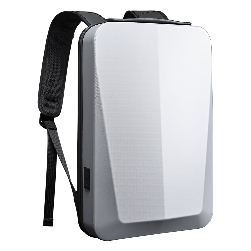 Rucsac laptop 15.6" business cu carcasa rigida din material impermeabil EVA, sistem antifurt, port de incarcare USB, BANGE, 30x8x45 cm, Argintiu