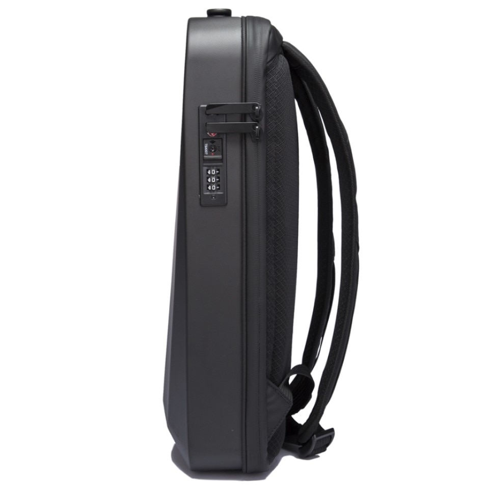 Rucsac laptop 15.6" business cu carcasa rigida din material impermeabil EVA, sistem antifurt, port de incarcare USB, BANGE, 30x8x45 cm, Negru