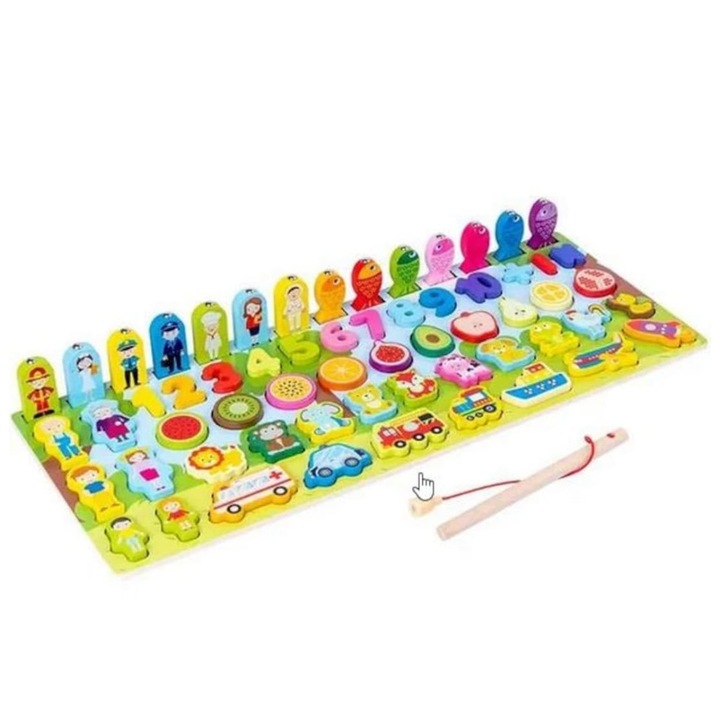 Joc Montessori - Placa logaritmica 7 in 1, lemn, multicolor, 43 cm