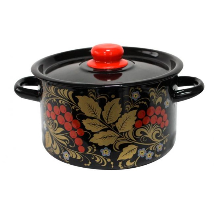 Тенджера Mira N Черн. Рябина, 2 литра, емайл, черен