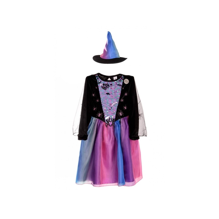 Costum Vrajitoare Curcubeu pentru Serbare, Petrecere, Halloween, 98-104 cm, 3-4 ani