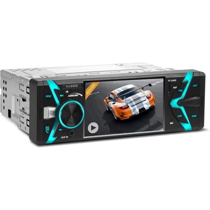 Radio auto AC9900, Audiocore, Ecran TFT 800x480, Bluetooth, MP5, Telecomanda, AUX/SD/USB/FM, Negru/Albastru