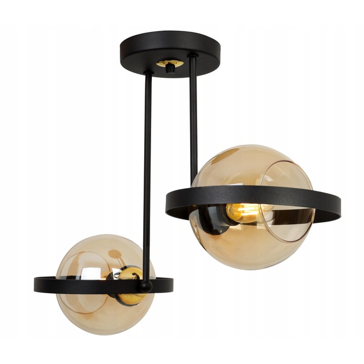 Plafoniera suspendata, LightHome, Ring, Retea de alimentare, 60 W, 2 puncte luminoase, 15 cm, 40x52 cm, E27, sticla, Cupru