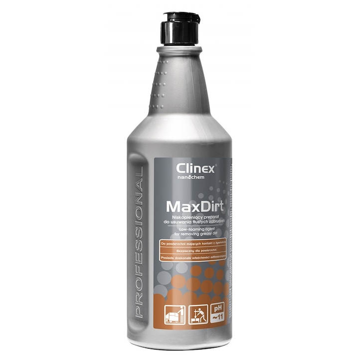 Разтвор без пяна, за мазни повърхности с пръскачка, Clinex MaxDirt, 1л