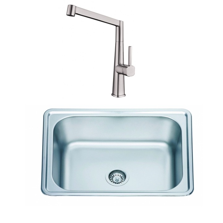 Set chiuveta de bucatarie, Inter Ceramic, 63,5 x 46,5 cm, Crom