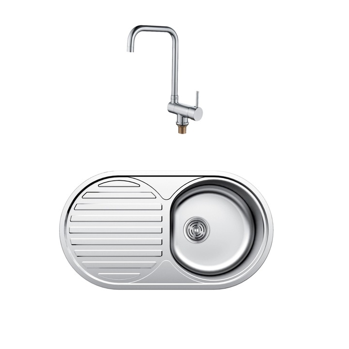 Set chiuveta de bucatarie, Inter Ceramic, 79 x 44 cm, Crom