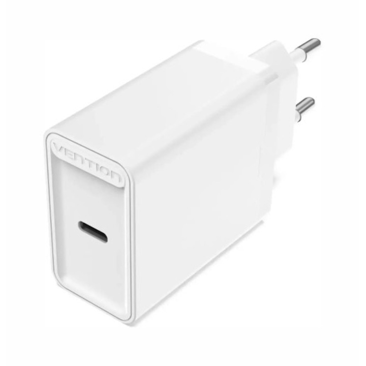 Зарядно устройство Vention FADW0-EU, 20W, За телефон и др., USB Type C изход, QC4.0 + PD, Без кабел, Бяло