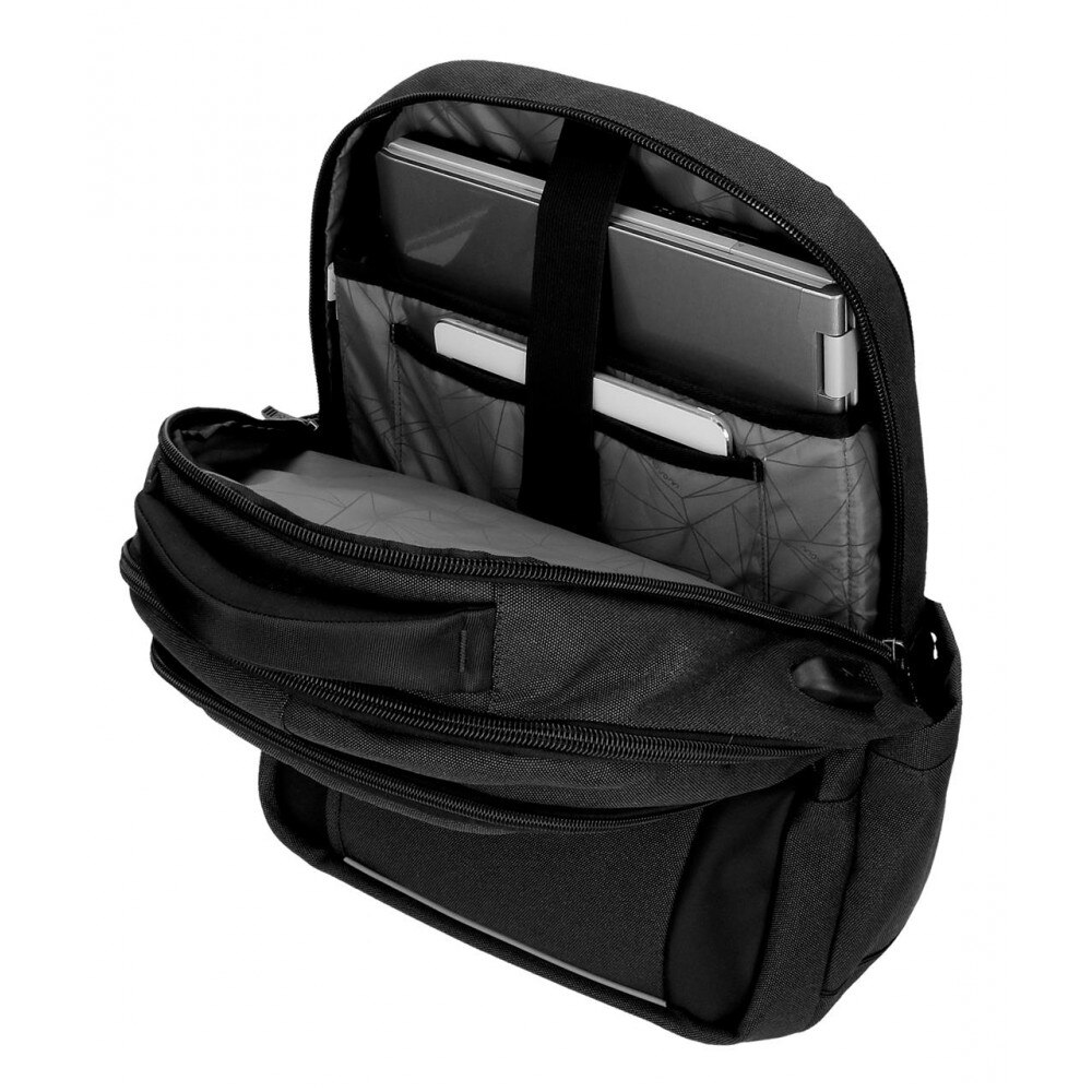 Rucsac cu compartiment laptop/tableta, 3 compartimente Movom Trimmed, negru, 33x44.5x18 cm
