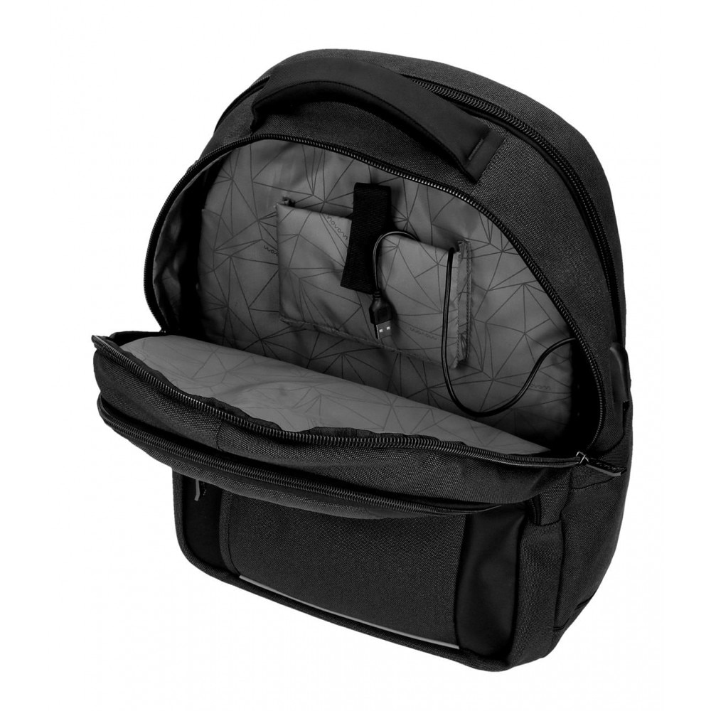 Rucsac cu compartiment laptop/tableta, 3 compartimente Movom Trimmed, negru, 33x44.5x18 cm