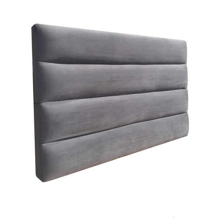 Franciaágy fejtámla, csíkos, szürke bársony, 60 x 90 cm