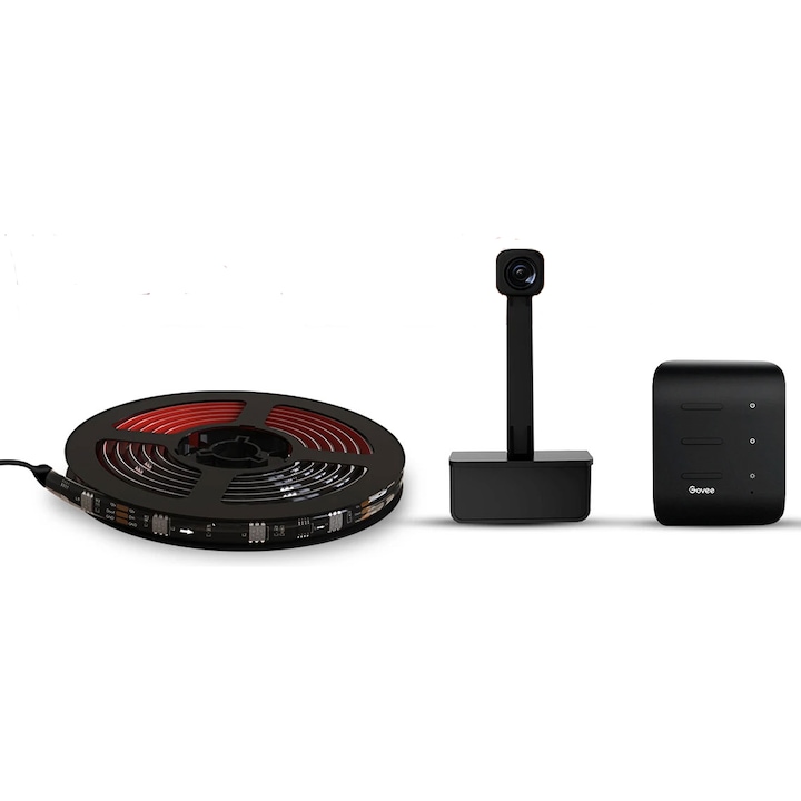 Banda LED RGBIC inteligenta pentru TV Govee DreamView T1 TV Backlight, 75-85 inch, Wi-Fi, Camera ColorSense 1080p HD, lumina colorata, 195cm