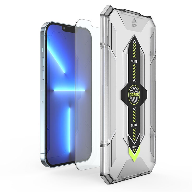 Folie de protectie din sticla premium pentru iPhone 17e/16e/14/13/13pro, acoperire a intregului ecran, instalare usoara si rapida cu dispozitiv de potrivire automata, ZYuuan, transparent