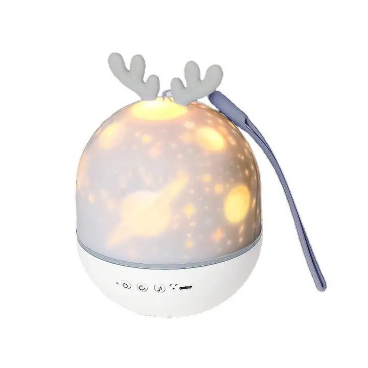 Lampa de veghe bebelusi, Rotatie 360 de grade, ZYuuan, Incarcare USB, 11x11x15 cm, Alb